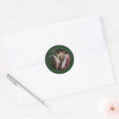 Eenvoudige kerstfoto ronde sticker (Envelop)