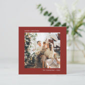 Eenvoudige kerstfoto rood feestdagenkaart (Staand voorkant)