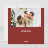 Eenvoudige kerstfoto rood feestdagenkaart (Achterkant)