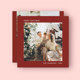 Eenvoudige kerstfoto rood feestdagenkaart