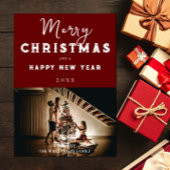 Eenvoudige kerstfoto | Rood Feestdagenkaart