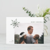 Eenvoudige kerstfoto Snowflake Japandi Feestdagenkaart (Staand voorkant)