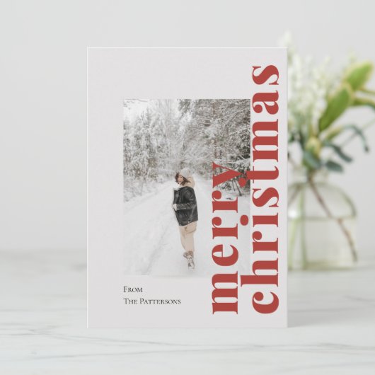 Eenvoudige kerstfoto vakantie Kaart (Staand voorkant)