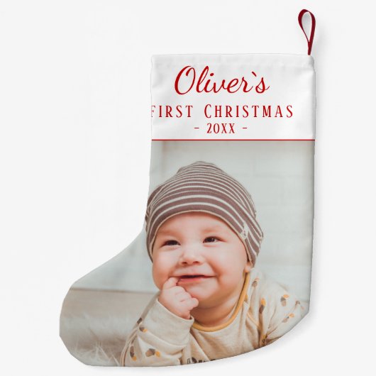 Eenvoudige kerstfoto van Baby Kleine Kerstsok (Achterkant)