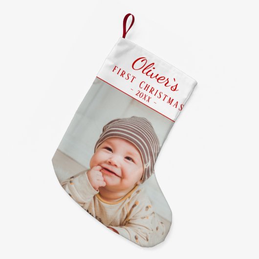 Eenvoudige kerstfoto van Baby Kleine Kerstsok (Voorkant (Hangend))