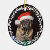 Eenvoudige kerstfoto van Cute Dog Puppy Pet Keramisch Ornament (Links)