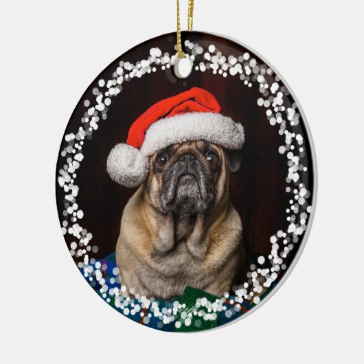 Eenvoudige kerstfoto van Cute Dog Puppy Pet Keramisch Ornament (Links)
