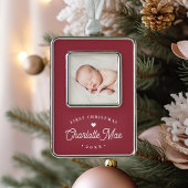 Eenvoudige kerstfoto van Elegant Baby Verzilverd Omlijst Ornament