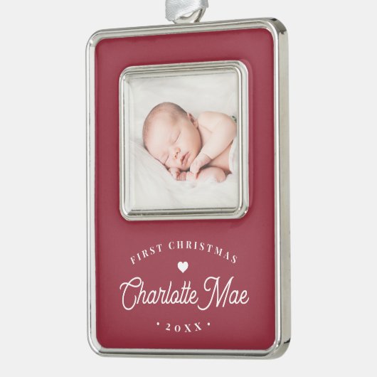 Eenvoudige kerstfoto van Elegant Baby Verzilverd Omlijst Ornament (Links)