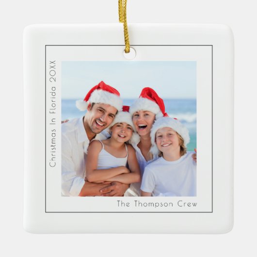 Eenvoudige kerstfoto's in Florida Year Keramisch Ornament (Voorkant)
