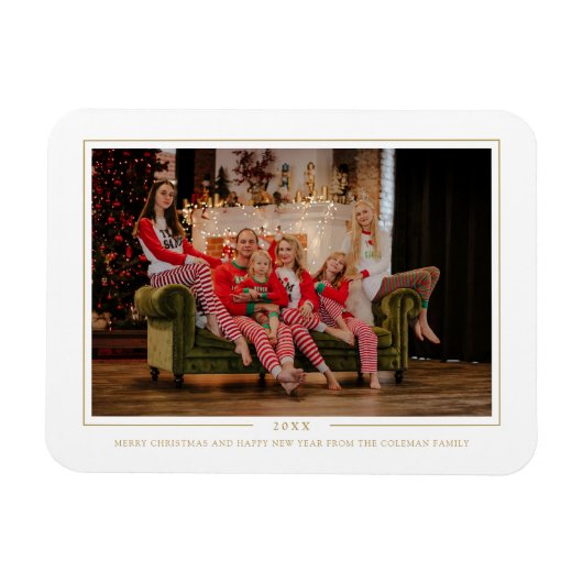 Eenvoudige kerstfotoserie met prettige feestdagen magneet (Horizontaal)