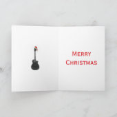 Eenvoudige kerstgitaar zwart-wit kaart (Binnen)