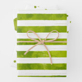 Eenvoudige kerstgroene strepe Waterverf Moderne Inpakpapier Vel (In situ)