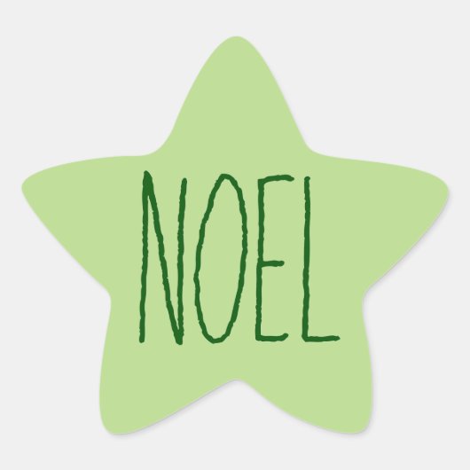 Eenvoudige kerstgroet met één woord "noel" ster sticker (Voorkant)