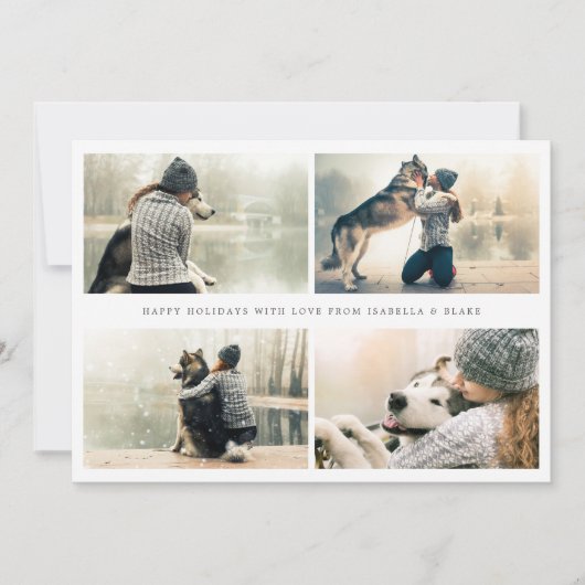 Eenvoudige kerstkaart met 4 foto's collage (Voorkant)