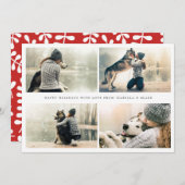 Eenvoudige kerstkaart met 4 foto's collage (Voorkant / Achterkant)