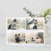 Eenvoudige kerstkaart met 4 foto's collage (Staand voorkant)