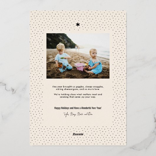 Eenvoudige Kerstkaart met goudfolie boom foto Folie Feestdagenkaart (Achterkant)