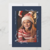 Eenvoudige Kerstkaart met lintontwerp en foto van  (Voorkant)