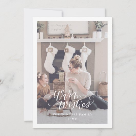 Eenvoudige kerstkaart met warme wensen (Voorkant)