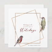 Eenvoudige kerstkaart met waterverf vogels (Voorkant / Achterkant)