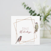 Eenvoudige kerstkaart met waterverf vogels (Staand voorkant)