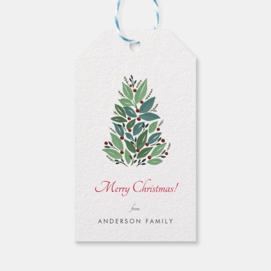 Eenvoudige kerstkerriebomen, Feestdagen Cadeaulabel (Achterkant)