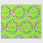 Eenvoudige Kerstkrans Rood Groen Letter Cadeaupapier (Vlak)