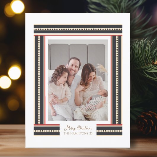 Eenvoudige kerstlintrand feestdagenkaart