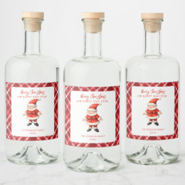 Eenvoudige Kerstman Rode Kerstmis Likeurfles Etiket