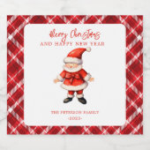 Eenvoudige Kerstman Rode Kerstmis Likeurfles Etiket (Enkel label)