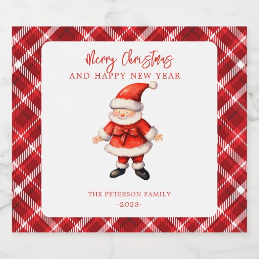 Eenvoudige Kerstman Rode Kerstmis Likeurfles Etiket (Enkel label)