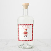 Eenvoudige Kerstman Rode Kerstmis Likeurfles Etiket (Voorkant)