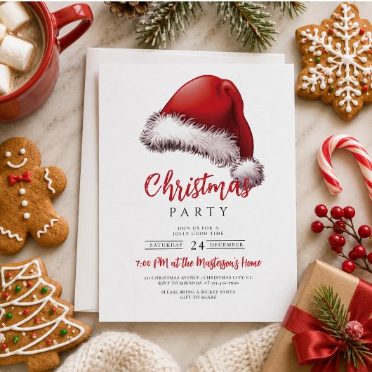 Eenvoudige Kerstmanhoed Kerstfeest Kaart