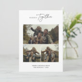 Eenvoudige Kerstmerrier Samen Familiefoto Feestdagenkaart (Staand voorkant)