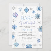 Eenvoudige Kerstmis Blauw Baby Het is koud buiten Kaart (Voorkant)