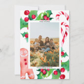 Eenvoudige Kerstmis Familie Candy Cane Groet Foto Feestdagenkaart (Voorkant)