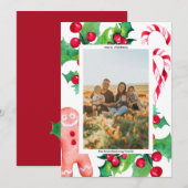 Eenvoudige Kerstmis Familie Candy Cane Groet Foto Feestdagenkaart (Voorkant / Achterkant)