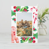 Eenvoudige Kerstmis Familie Candy Cane Groet Foto Feestdagenkaart (Staand voorkant)