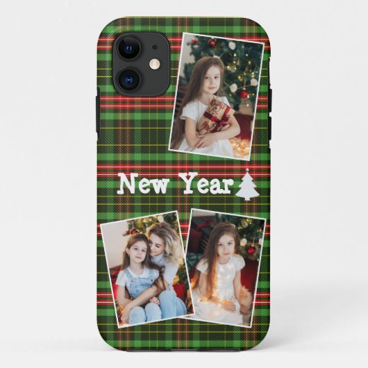 Eenvoudige Kerstmis Foto Collage iPhone Case (Achterkant)