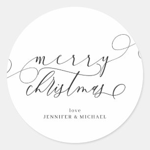 Eenvoudige Kerstmis Handtekening Ronde Sticker