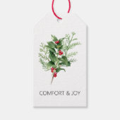 Eenvoudige Kerstmis Holly & Groen Cadeaulabel (Voorkant)