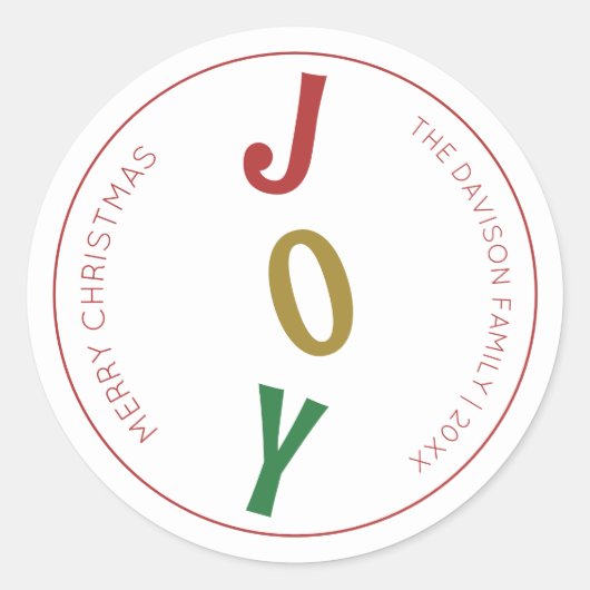Eenvoudige Kerstmis Joy Envelope Seal en Gift Labe Ronde Sticker (Voorkant)