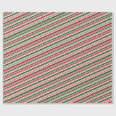 Eenvoudige Kerstmis met rode en groene strepen  Cadeaupapier (Vlak)