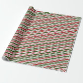Eenvoudige Kerstmis met rode en groene strepen  Cadeaupapier (Uitgerold)