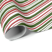 Eenvoudige Kerstmis met rode en groene strepen  Cadeaupapier (Rol Hoek)