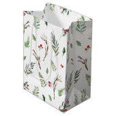 Eenvoudige Kerstmis met Waterverf Berry Pinecone Medium Cadeauzakje (Voorkant Gekanteld)