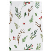 Eenvoudige Kerstmis met Waterverf Berry Pinecone Medium Cadeauzakje (Achterkant)