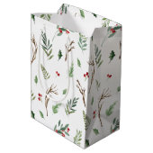 Eenvoudige Kerstmis met Waterverf Berry Pinecone Medium Cadeauzakje (Achterkant Gekanteld)