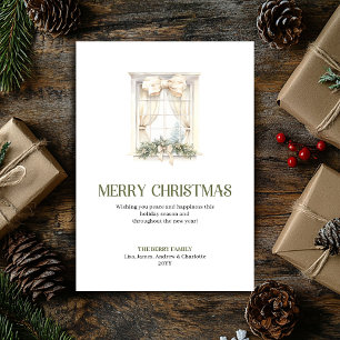 Eenvoudige Kerstmis Raam Aardse Goud Minimal Kaart